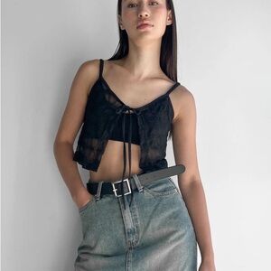 WHITE Sheer Lace Crop Top